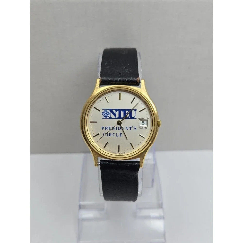 Hamilton 9812 NTEU Presidents Circle Swiss Quartz Date Watch New Battery Vintage